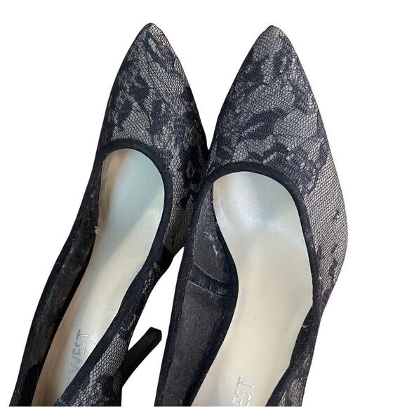 Nine West Women's Flax Dress Pump Heels in Black Floral Lace - Size 6 - Picture 6 of 9